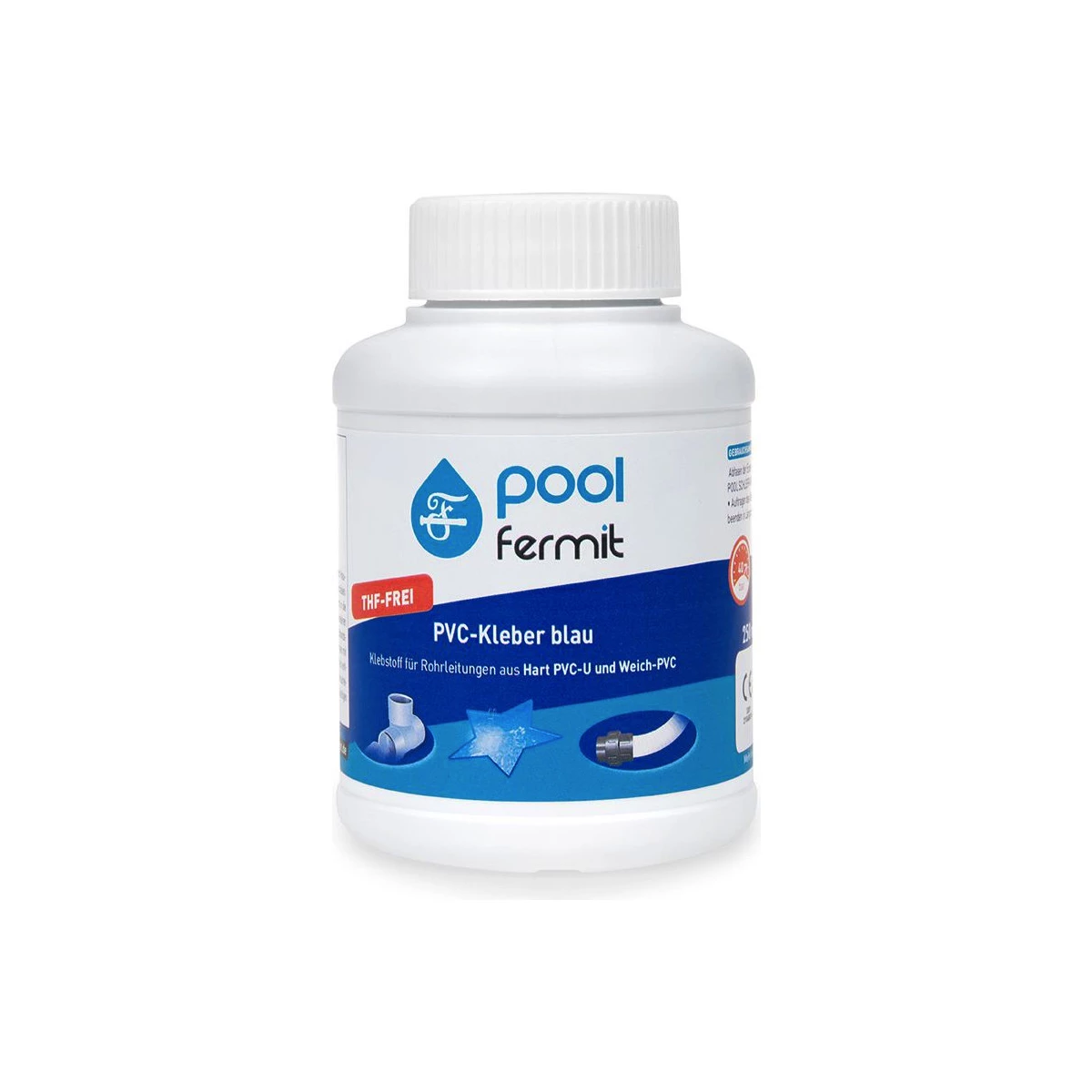 Fermit Pool PVC-Kleber blau 250ml Dose mit Pinsel Fermit Pool PVC-Kleber blau 250ml Dose mit Pinsel