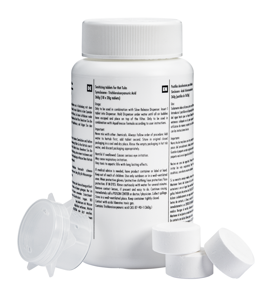 SWE Reinigungstabletten für Hot Tubs (AquaFinesse® Trichlor Tabs 20g) SWE Reinigungstabletten für Hot Tubs (AquaFinesse® Trichlor Tabs 20g)